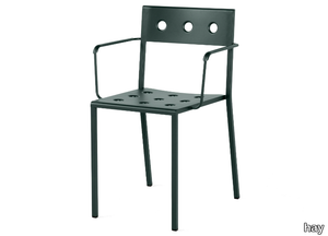 BALCONY - Powder coated steel chair with armrests _ Hay