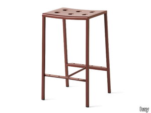 BALCONY - High powder coated steel stool with footrest _ Hay