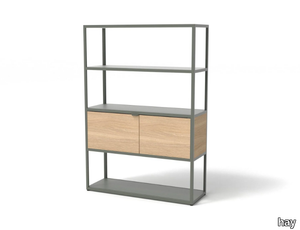 NEW ORDER COMB. 401 - Open aluminium and wood bookcase _ Hay