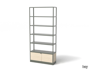 NEW ORDER COMB. 601 - Open aluminium and wood bookcase _ Hay