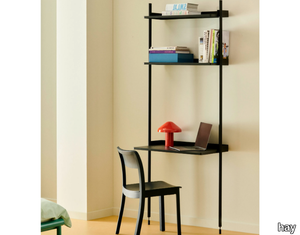 PIER SYSTEM 11 - Wall-mounted Anodized aluminium bookcase with secretary desk _ Hay