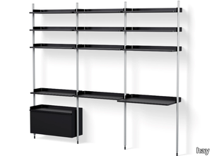 PIER SYSTEM 23 - Open sectional Anodized aluminium bookcase with secretary desk _ Hay