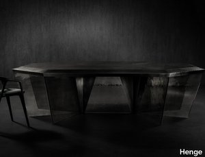 GOTHAM - Octagonal stone and cast glass table _ Henge