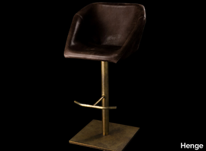 HEXAGON - Swivel leather stool with footrest _ Henge