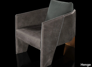 KETCH - Leather armchair with armrests _ Henge