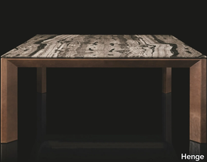 SOPRANO - Rectangular solid wood table with stone top _ Henge