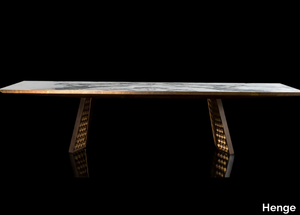 STEALTH - Rectangular table with steel base and marble top _ Henge