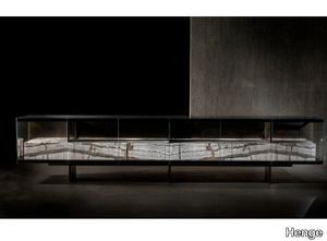 TEKE - Glass sideboard with stone interiors _ Henge