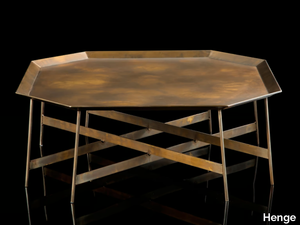 OCTAGON - Low octagonal brass coffee table _ Henge