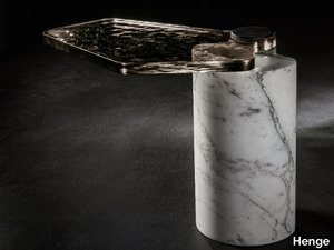 PLYNTO - Arabescato marble and laminated glass high side table _ Henge