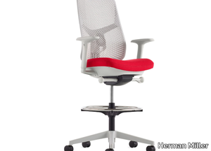 VERUS - Height-adjustable resin office stool with footrest _ Herman Miller