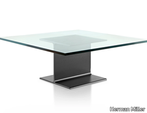 I BEAM - Square glass and aluminium coffee table _ Herman Miller