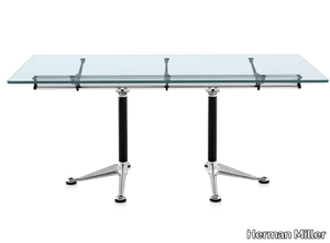 BURDICK - Glass and aluminium office desk / meeting table _ Herman Miller