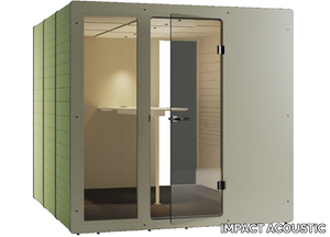 CHATPOD 1200 HIGH TOP - Acoustic multimedia recycled material office booth with built-in lights _ IMPACT ACOUSTIC®