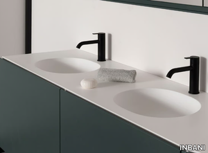 GIRO - Double round Solid Surface washbasin with integrated countertop _ INBANI