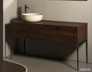 GRATE - Floor-standing single wooden vanity unit with drawers _ INBANI