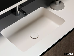 H2 - Rectangular Solid Surface washbasin with integrated countertop _ INBANI