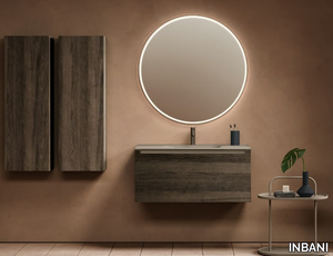 STRATO H - Single wall-mounted wooden vanity unit with cabinets _ INBANI