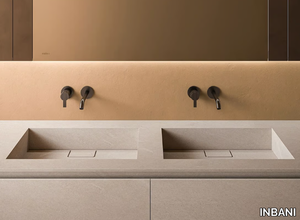 M54 - Double rectangular MDi by INALCO® washbasin with integrated countertop _ INBANI