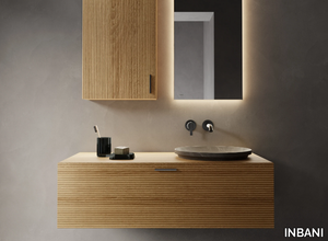 GRATE - Single wall-mounted wooden vanity unit with drawers _ INBANI