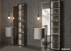 STRATO - Tall Anodized aluminium bathroom cabinet with glass doors _ INBANI