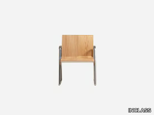 LIN WOOD - Sled base oak reception chair _ INCLASS