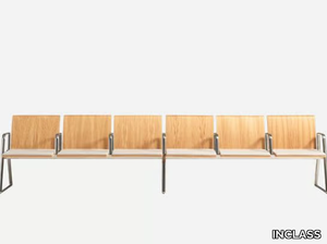 LIN WOOD - Oak beam seating with armrests _ INCLASS