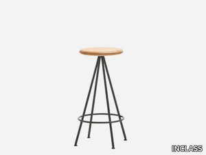 SUN - High swivel oak stool with footrest _ INCLASS