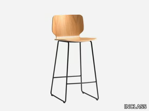 NIM - Sled base wood veneer stool with footrest _ INCLASS