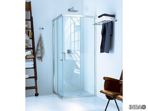 NEW CLAIRE - 1 - Corner glass shower cabin with sliding door _ INDA®