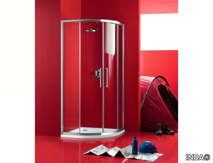 PRAIA - 7 - Semicircular glass shower cabin with sliding door _ INDA®