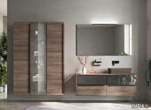 CORRETTO - Composition 6 - Wall-mounted wooden vanity unit with drawers _ INDA®