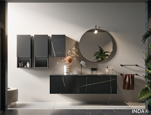 CORRETTO - Composition 1 - Wall-mounted vanity unit with drawers _ INDA®