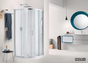 NEW CLAIRE - 7 - Semicircular glass shower cabin with sliding door _ INDA®