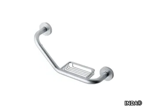 INOX - L-shaped stainless steel grab bar with soap holder _ INDA®