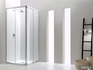 JOLLY - 1 - Corner glass shower cabin with sliding door _ INDA®