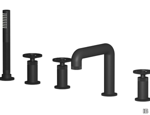 BOLD ROUND B1396 - Deck mounted 5 hole bathtub tap with hand shower _ IB