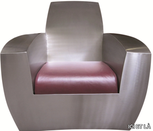 EASY TWO - Industrial style upholstered stainless steel armchair _ ICI ET LÀ