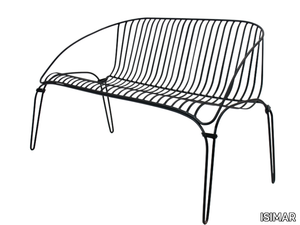 COLONIAL - Galvanized steel garden bench with back _ ISIMAR