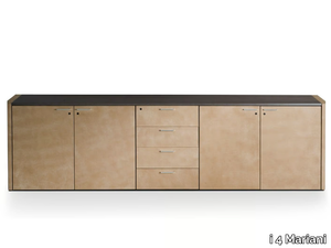 DE_SYMETRIA - Low wooden office storage unit upholstered in leather _ i 4 Mariani