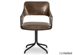 SILHOUETTE - Trestle-based leather chair with armrests _ i 4 Mariani