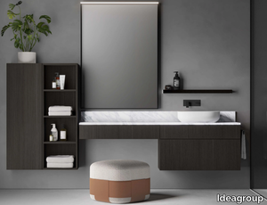 DOGMA 03 - Wall-mounted wooden vanity unit with integrated washbasin _ Ideagroup