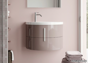 MOON COMP M05 - Single wall-mounted ceramic and wooden vanity unit _ Ideagroup