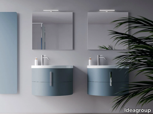 MOON COMP M07 - Single wall-mounted ceramic and wooden vanity unit _ Ideagroup