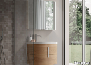 MOON COMP M02 - Single wall-mounted ceramic and wooden vanity unit _ Ideagroup