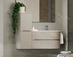 SMYLE COMP 06 - Single wooden vanity unit with mirror _ Ideagroup