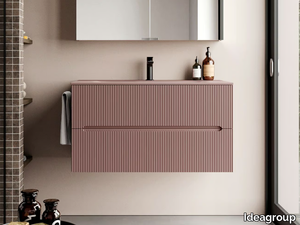 SMYLE COMP 01 - Single wall-mounted crystal and wooden vanity unit _ Ideagroup