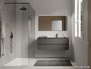 PLAY 07 STEP - Wall-mounted vanity unit with mirror _ Ideagroup