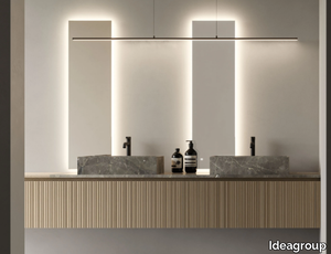 VIACONDOTTI - Double wall-mounted oak vanity unit with mirror _ Ideagroup