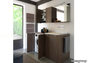 KANDY 06 - Melamine-faced chipboard laundry room cabinet with sink for washing machine _ Ideagroup